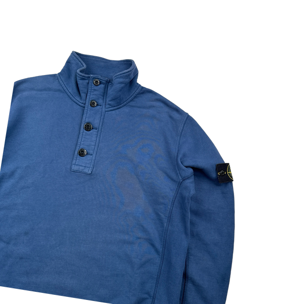 Stone Island 2016 Blue Cotton Pullover Quarter Buttoned Jumper - XL