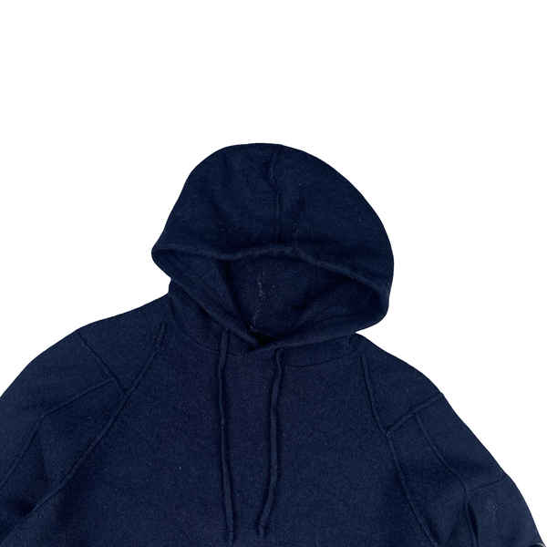 CP Company Navy Lens Viewer Wool Pullover Hoodie  - Small