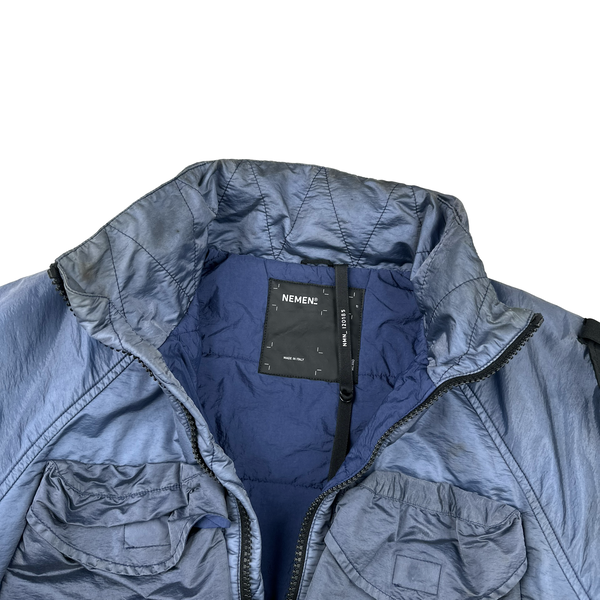 Nemen Nylon Shimmer Light Blue Padded Shell Multi Pocket Jacket - Medium