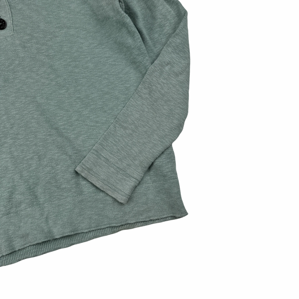 Stone Island 2013 Light Green Lightweight Cotton Buttoned Pullover Jumper - Small