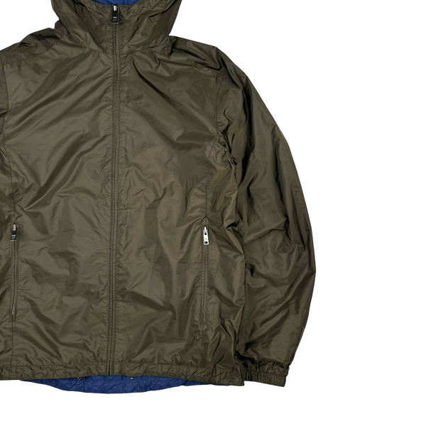 Prada Blue/Khaki Red Tab Reversible Nylon Windbreaker Jacket - XL