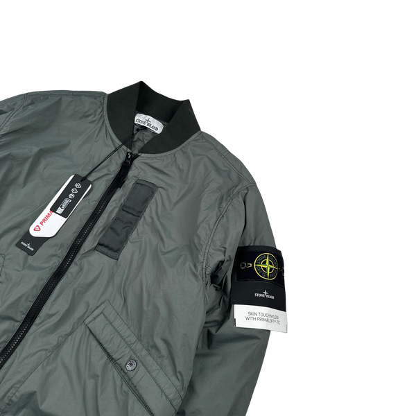 Stone Island 2024 Grey Skin Touch Jacket Nylon Primaloft Bomber Jacket - Small