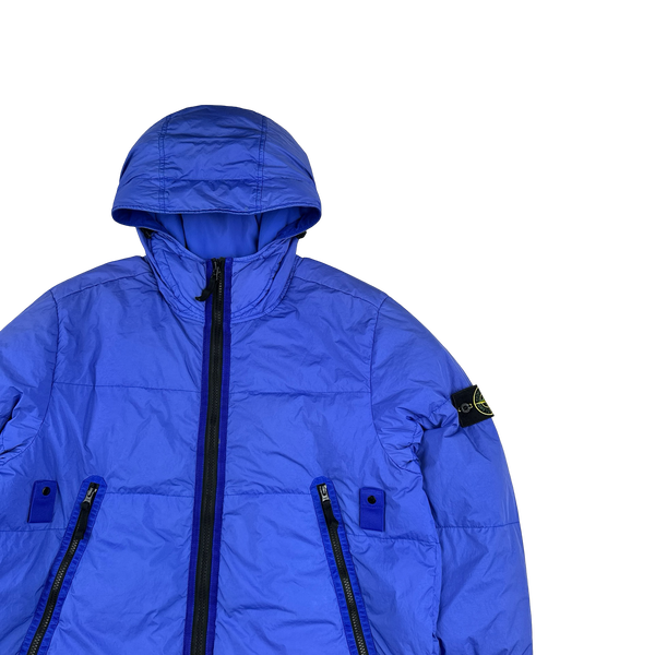 Stone Island 2021 Blue Crinkle NY Down Puffer Jacket - XL