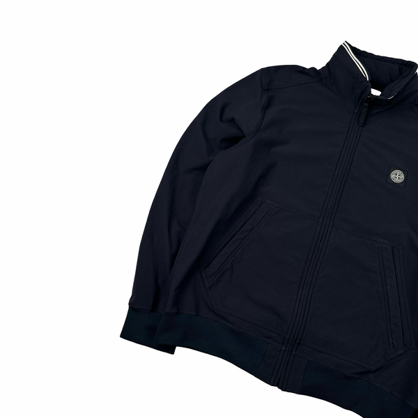 Stone Island 2014 Navy Soft Shell Compass Patch Zipped Bomber Jacket - XXL
