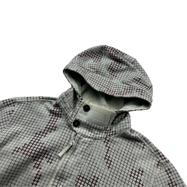 Stone Island Grid Check Pullover Cotton Hoodie - Large