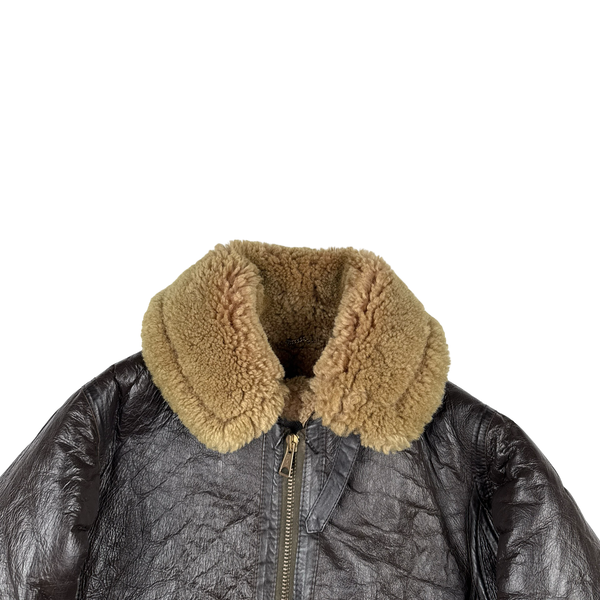 Irvin Shearling Lined Flying Pilot Thick Leather Vintage Jacket - Small