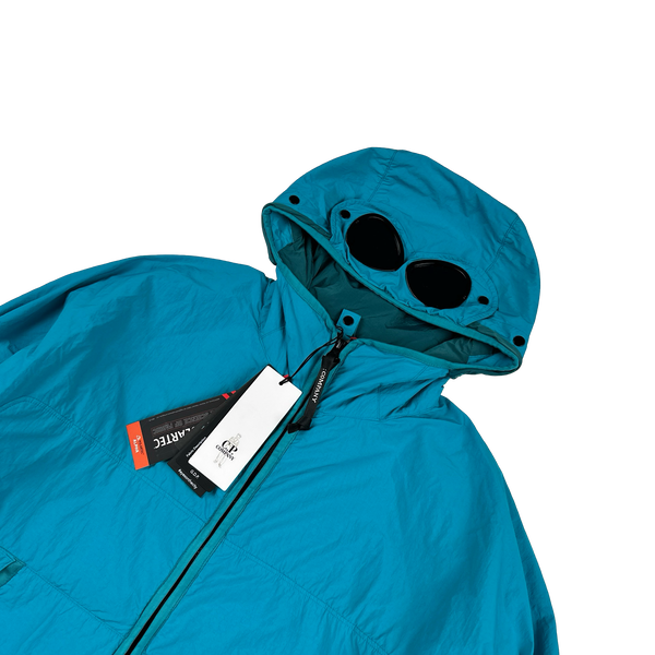 CP Company GDP Blue Hooded Lightweight Nylon Goggle Jacket - Medium