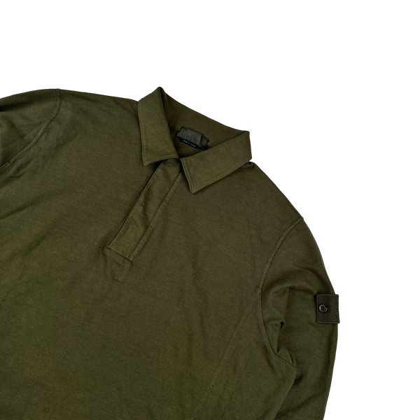 Stone Island 2023 Khaki Ghost Piece Cotton Longsleeve Polo - 3XL