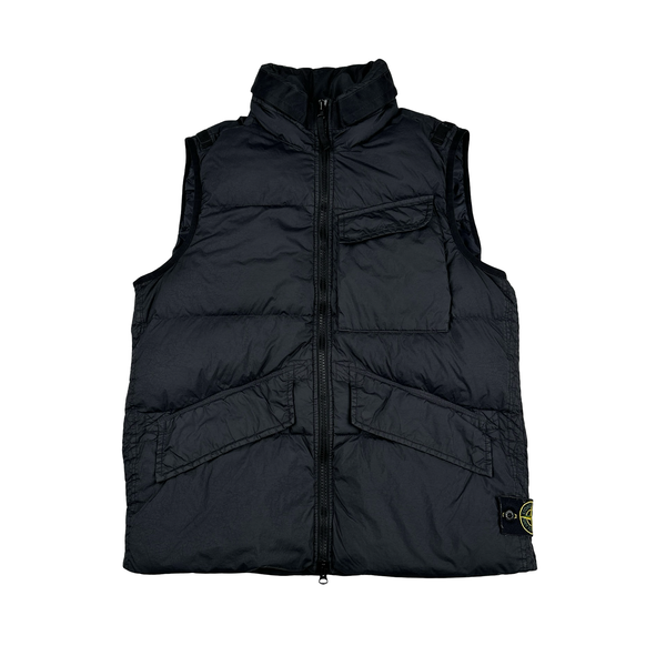 Stone Island 2022 Black Naslan Light Watro Down-TC Gilet - Small