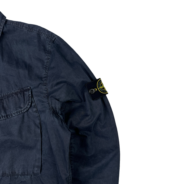 Stone Island 2022 Navy Cotton Zipped Overshirt - Large