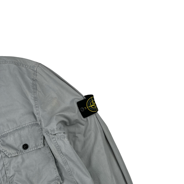 Stone Island 2021 Grey Cotton Zipped Overshirt - Medium