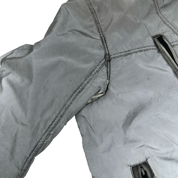 Stone Island Silver Liquid Reflective Fleece Lined Jacket - Large