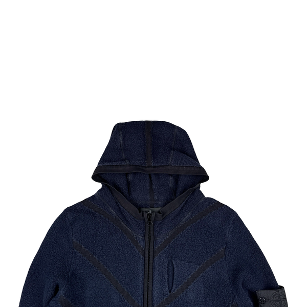 Stone Island Dark Navy Shadow Project Knit Zipped Hooded Jumper - Small