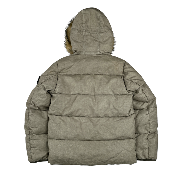 Stone Island 2018 Tan Lino Resinato Down-TC Puffer Jacket - Small