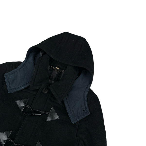 Burberry Navy Wool Duffle Hooded Jacket - Small