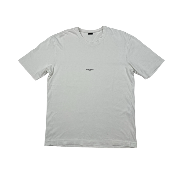 Stone Island 2005 White Cotton Spellout T Shirt - Large