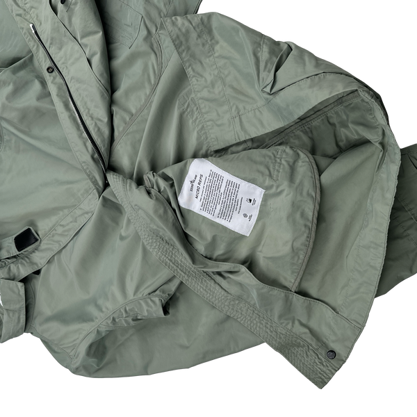 Stone Island 2019 Khaki Micro Reps Long Jacket - Medium