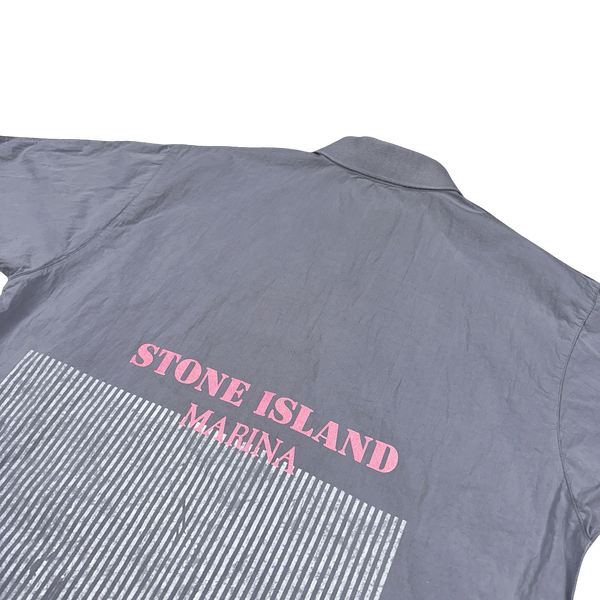 Stone Island 2016 50 Fili Folded Print Reflective Spellout Polo Shirt - Medium