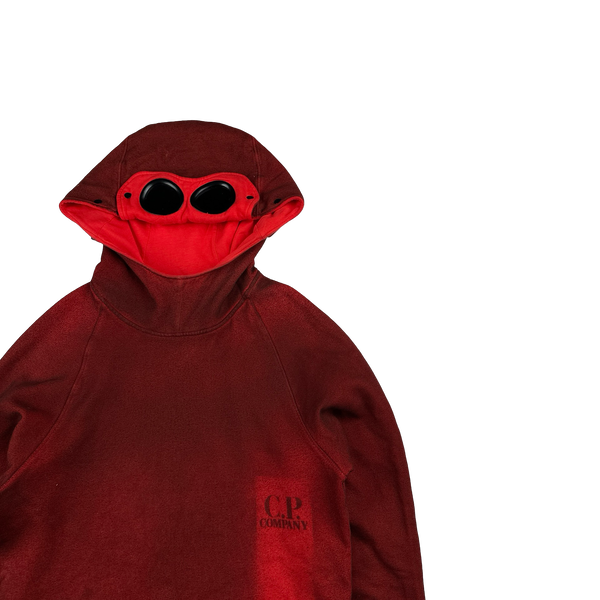 CP Company Red P.Ri.S.M Garment Dyed Goggle Hoodie - Small