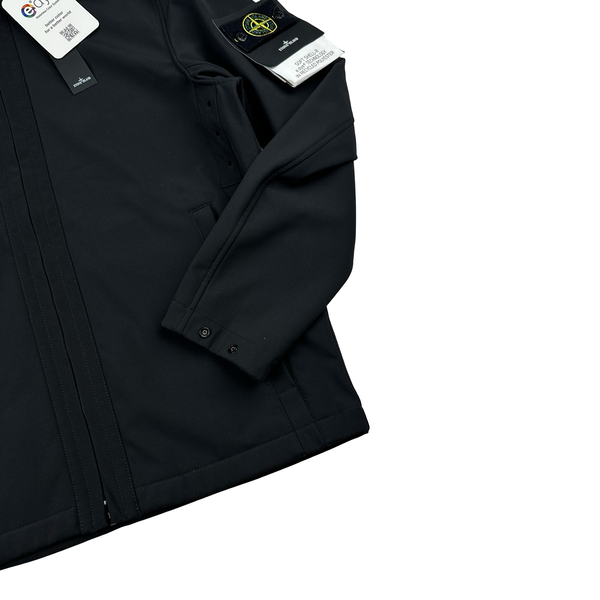 Stone Island 2023 Black Soft Shell R e.Dye Fleece Lined Zipped Jacket - Large