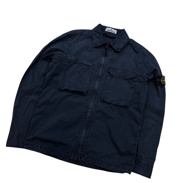 Stone Island 2018 Navy Cotton Zipped Overshirt - Medium