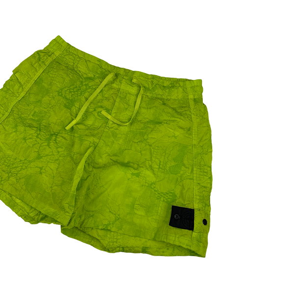 Stone Island Shadow Project 2022 Green Waffle Print Econyl Nylon Metal Shorts - Medium