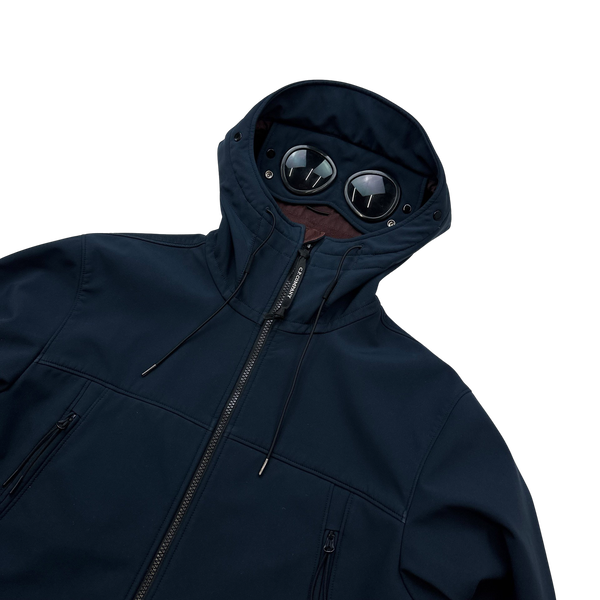 CP Company Navy Fleece Lined Soft Shell Goggle Jacket - Large