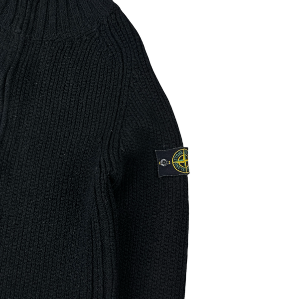 Stone Island 2001 Black Heavyweight Knitted Jumper - Small