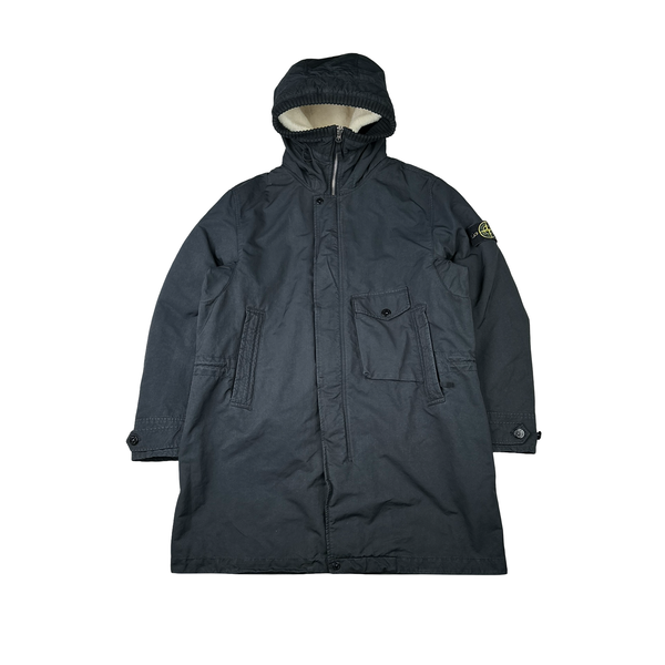 Stone Island 2021 Grey Garment Dyed David TC Long Blanket Lined Parka Jacket - Large