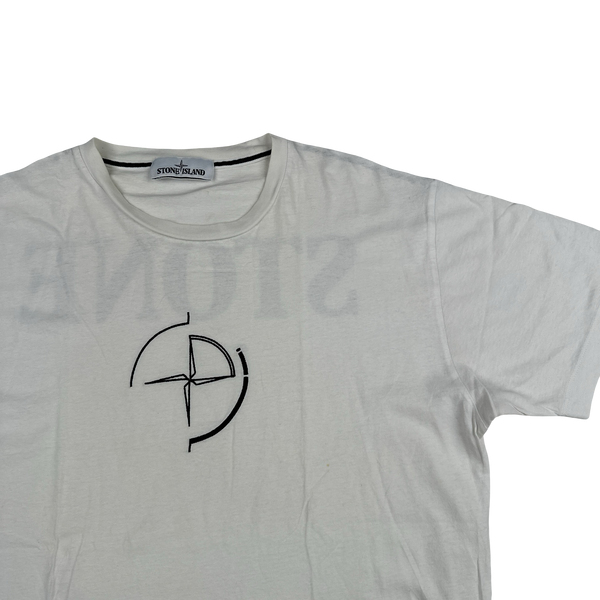 Stone Island 2020 White Graphic Spellout White T Shirt - Large