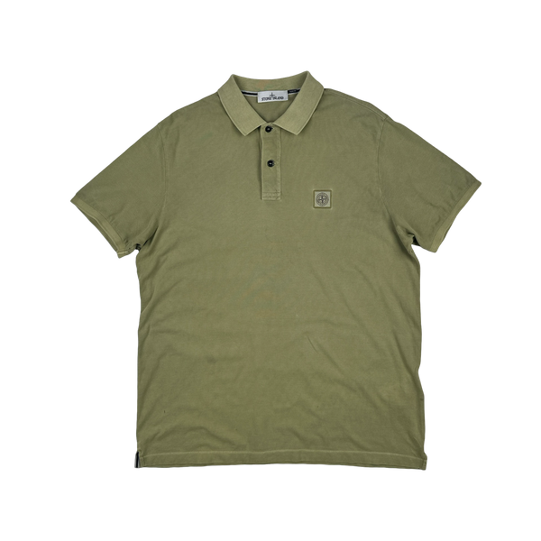 Stone Island 2022 Sage Green Cotton Polo Shirt - 3XL