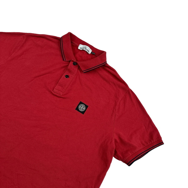 Stone Island 2015 Red Cotton Slim Fit Polo Top - 3XL