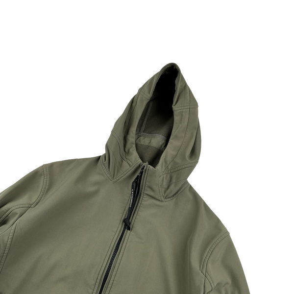CP Company Khaki Green Fleece Lined Soft Shell Jacket - Large