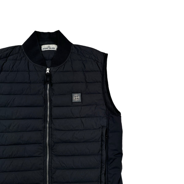 Stone Island 2020 Black Loom Woven Down Chambers Stretch Nylon-TC Gilet - Large