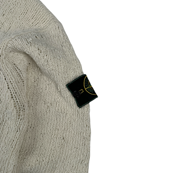 Stone Island Vintage 1997 Green Edge Cream Chenille Knit Pullover - XL