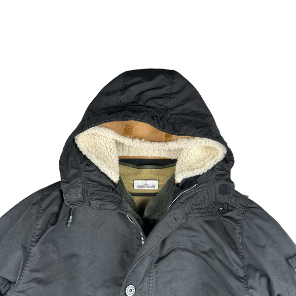 Stone Island Black David TC Blanket Lined Fishtail Parka Jacket - XL