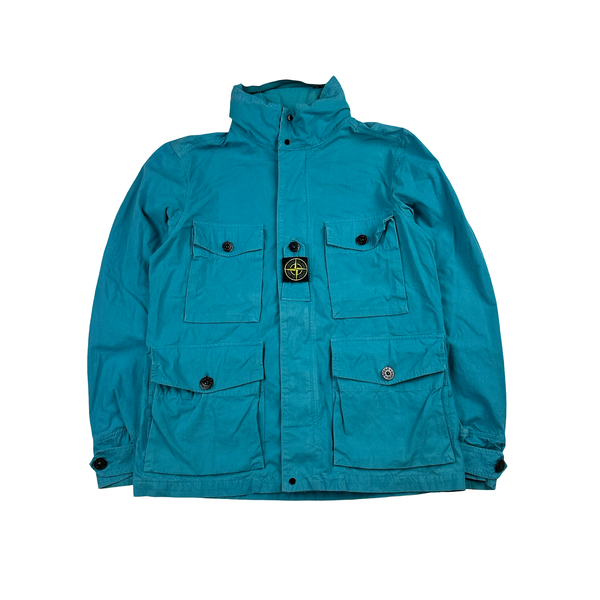 Stone Island 2020 Blue Cotton Cordura Centre Badge Field Jacket - Medium