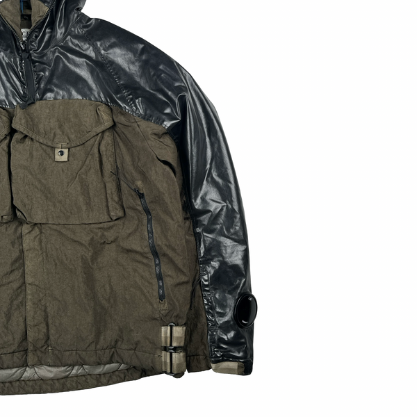 CP Company Khaki Quartz Quilted Paneled Goggle Jacket - Large