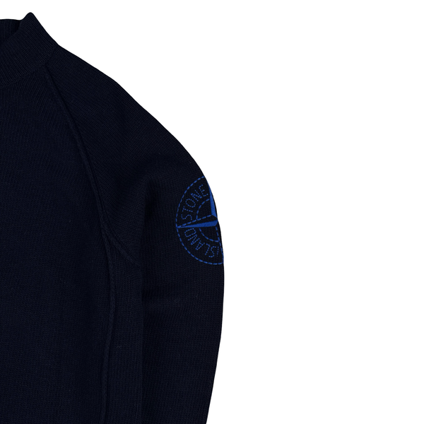 Stone Island 2019 Navy Wool Embroidered Arm Compass Crewneck Knit - XL