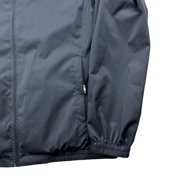 Aquascutum Checked Cotton Reversible Navy Hooded Jacket - Medium