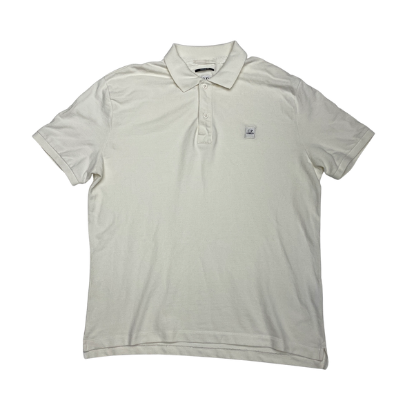 CP Company White Cotton Polo Shirt