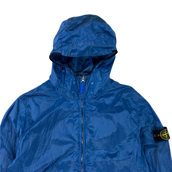 Stone Island Blue Nylon Metal Shimmer Hooded Jacket