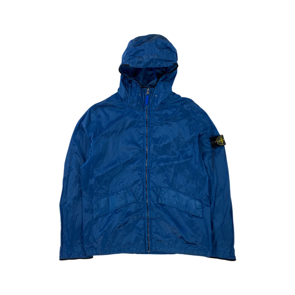 Stone Island Blue Nylon Metal Shimmer Hooded Jacket
