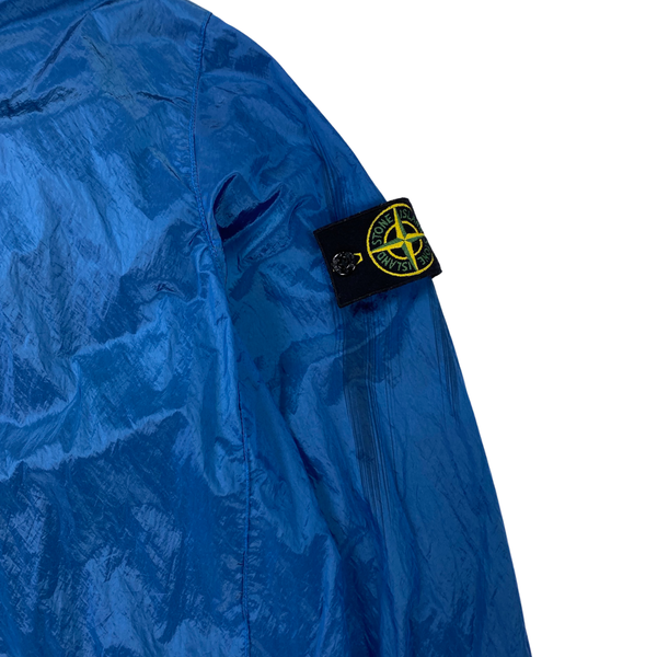 Stone Island Blue Nylon Metal Shimmer Hooded Jacket