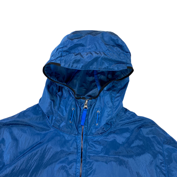 Stone Island Blue Nylon Metal Shimmer Hooded Jacket