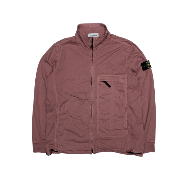 Stone Island Pink Zipped Double Cotton Jumper