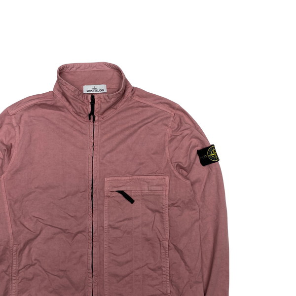Stone Island Pink Zipped Double Cotton Jumper