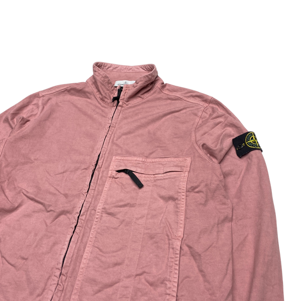 Stone Island Pink Zipped Double Cotton Jumper