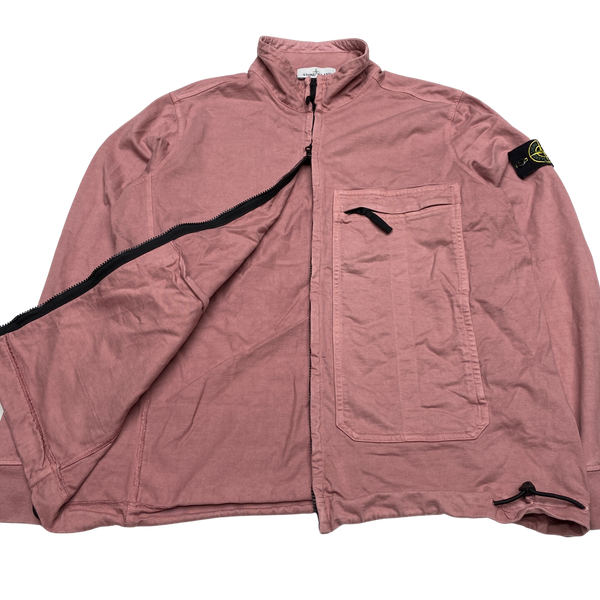 Stone Island Pink Zipped Double Cotton Jumper