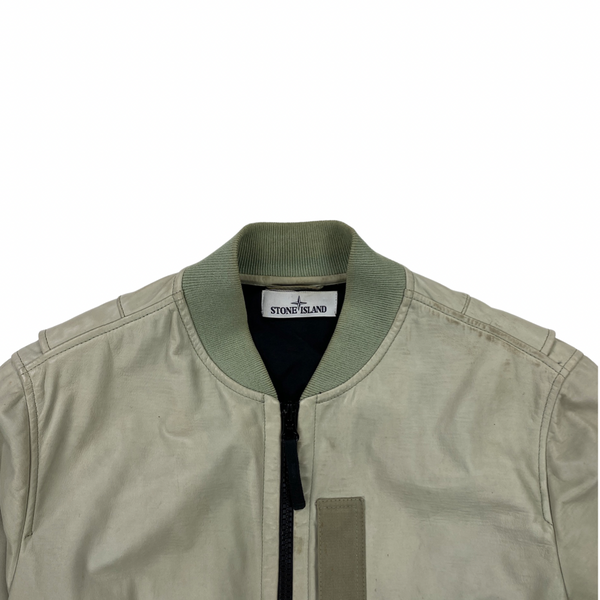 Stone Island Grey Felpa Lightweight Leather Bomber Jacket